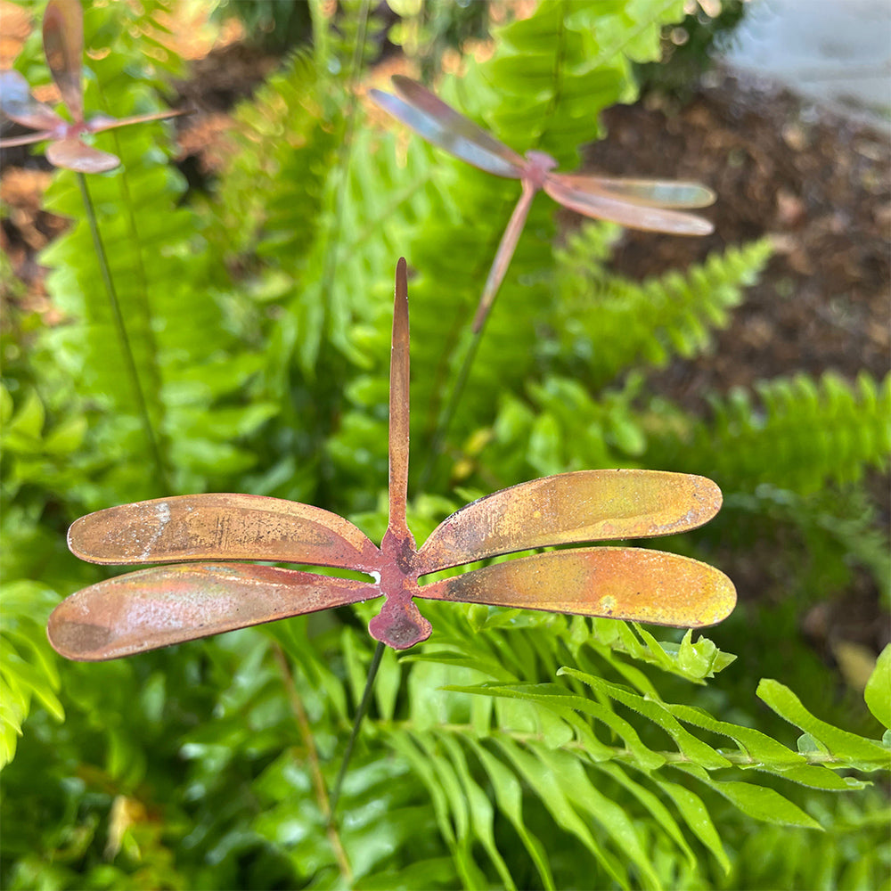 Set of 3 Medium Natural Copper Dragonflies