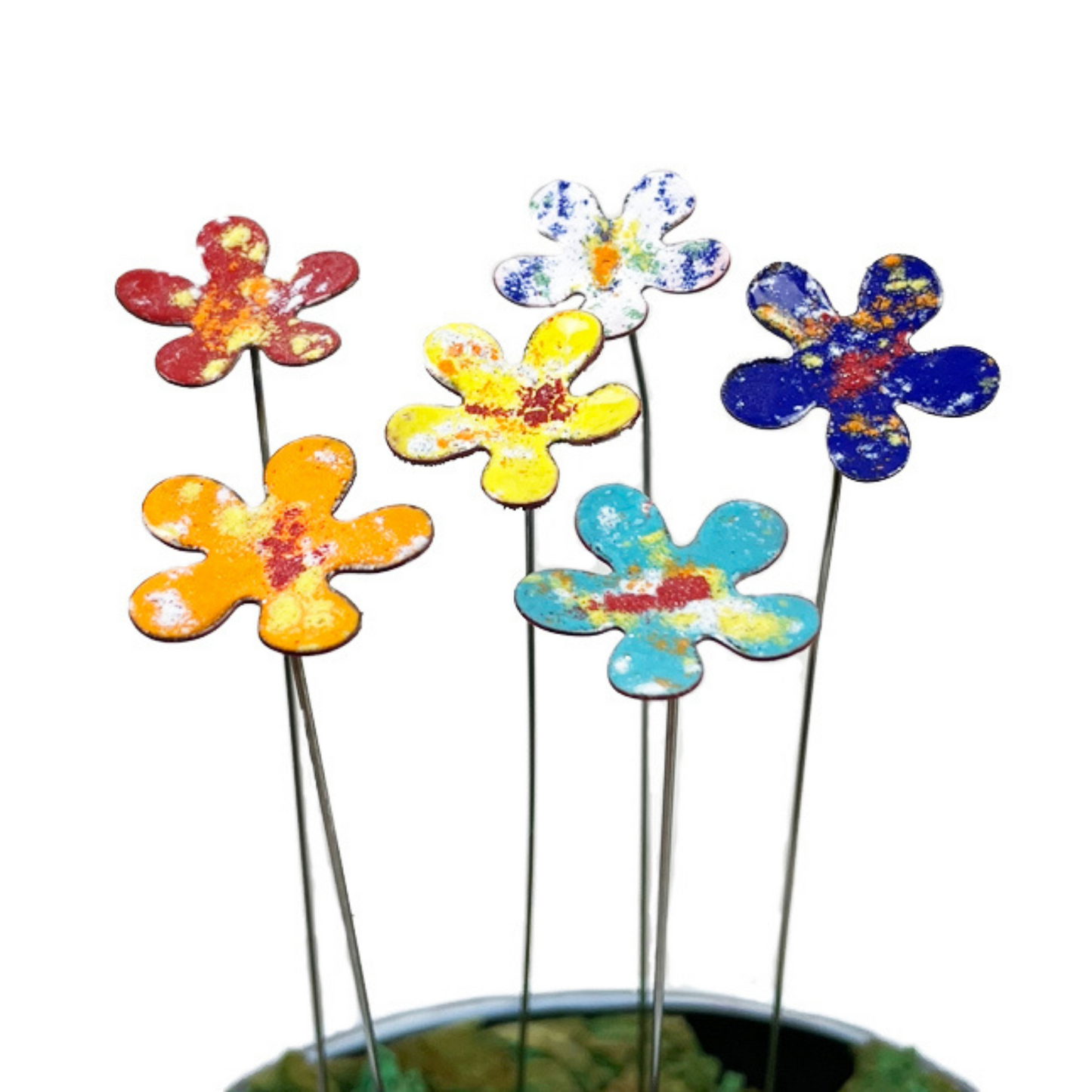 Small Copper Enamel Flowers