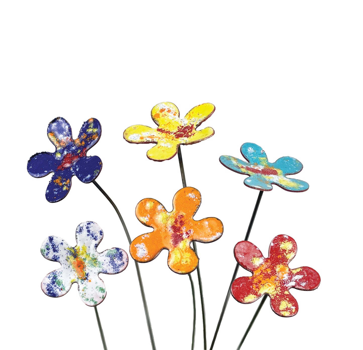 Small Copper Enamel Flowers