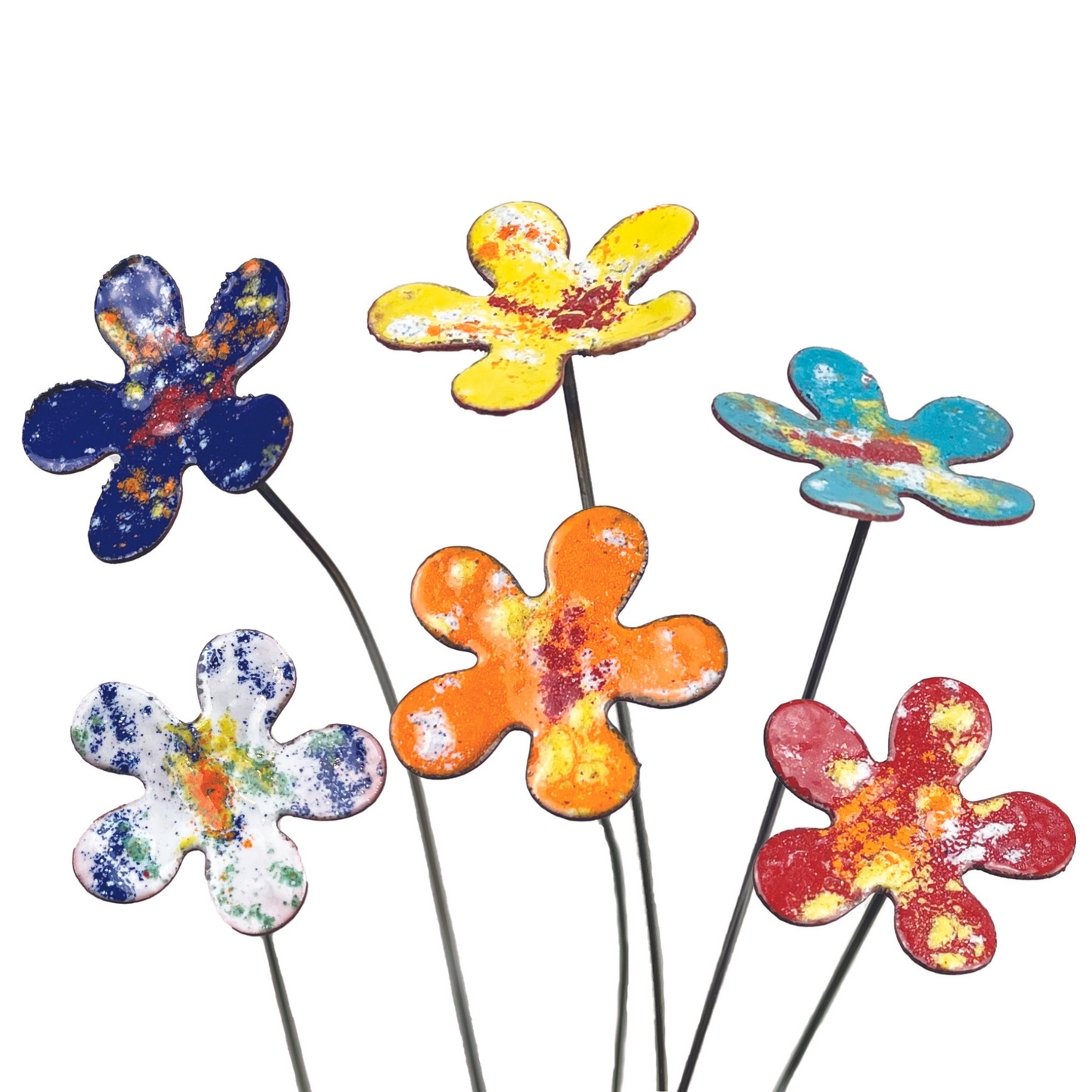 Small Copper Enamel Flowers