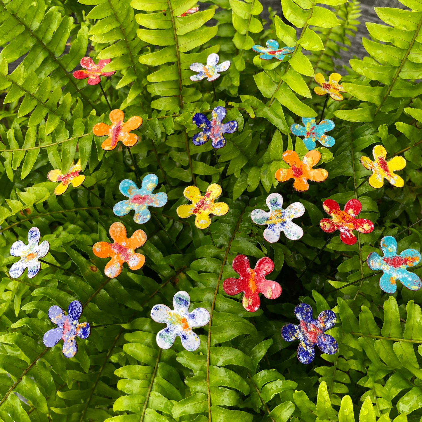 Small Copper Enamel Flowers