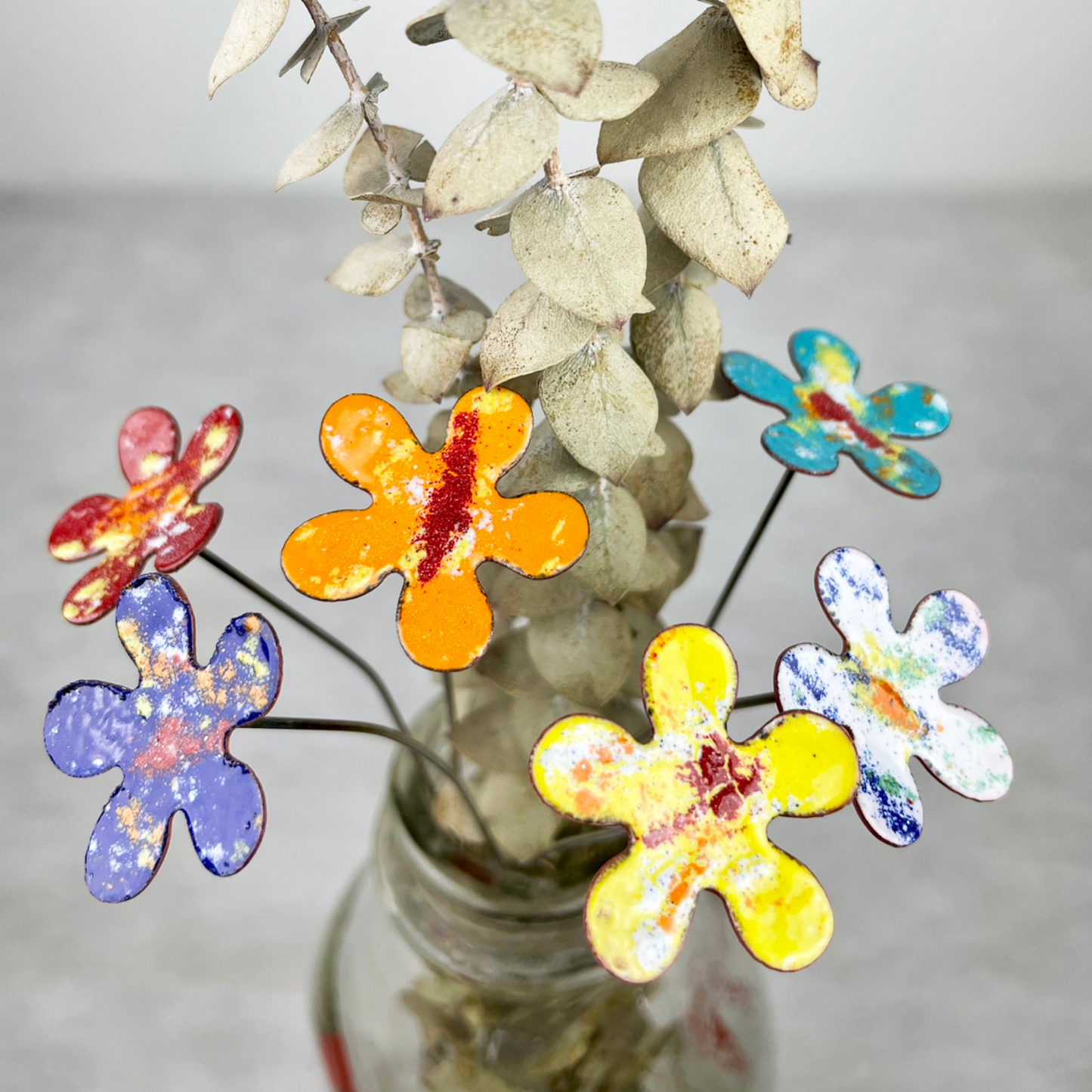 Small Copper Enamel Flowers