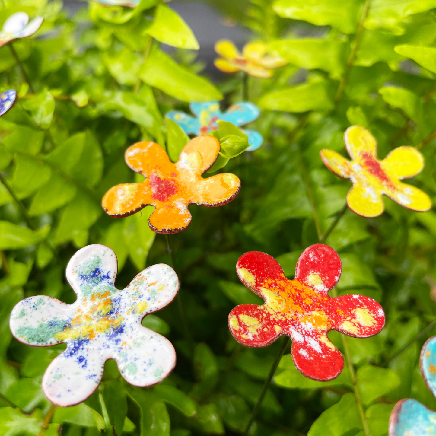 Small Copper Enamel Flowers