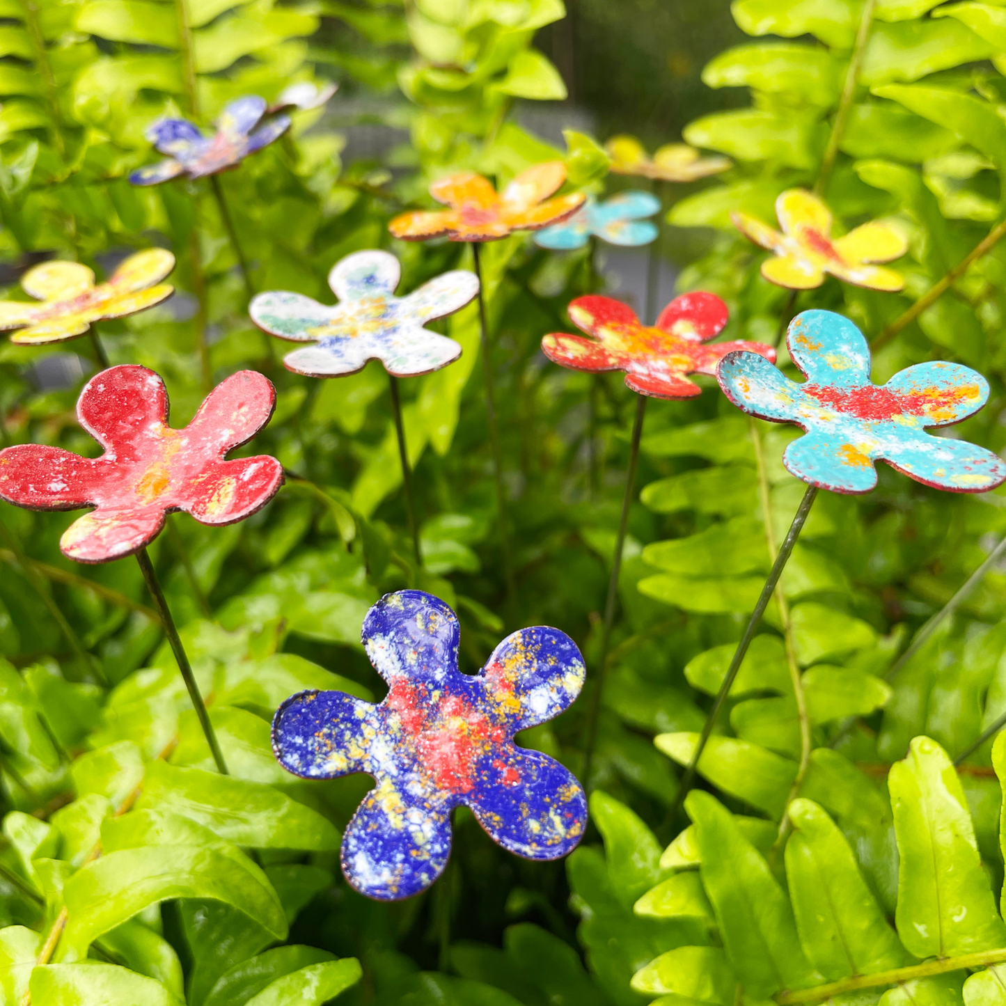 Small Copper Enamel Flowers