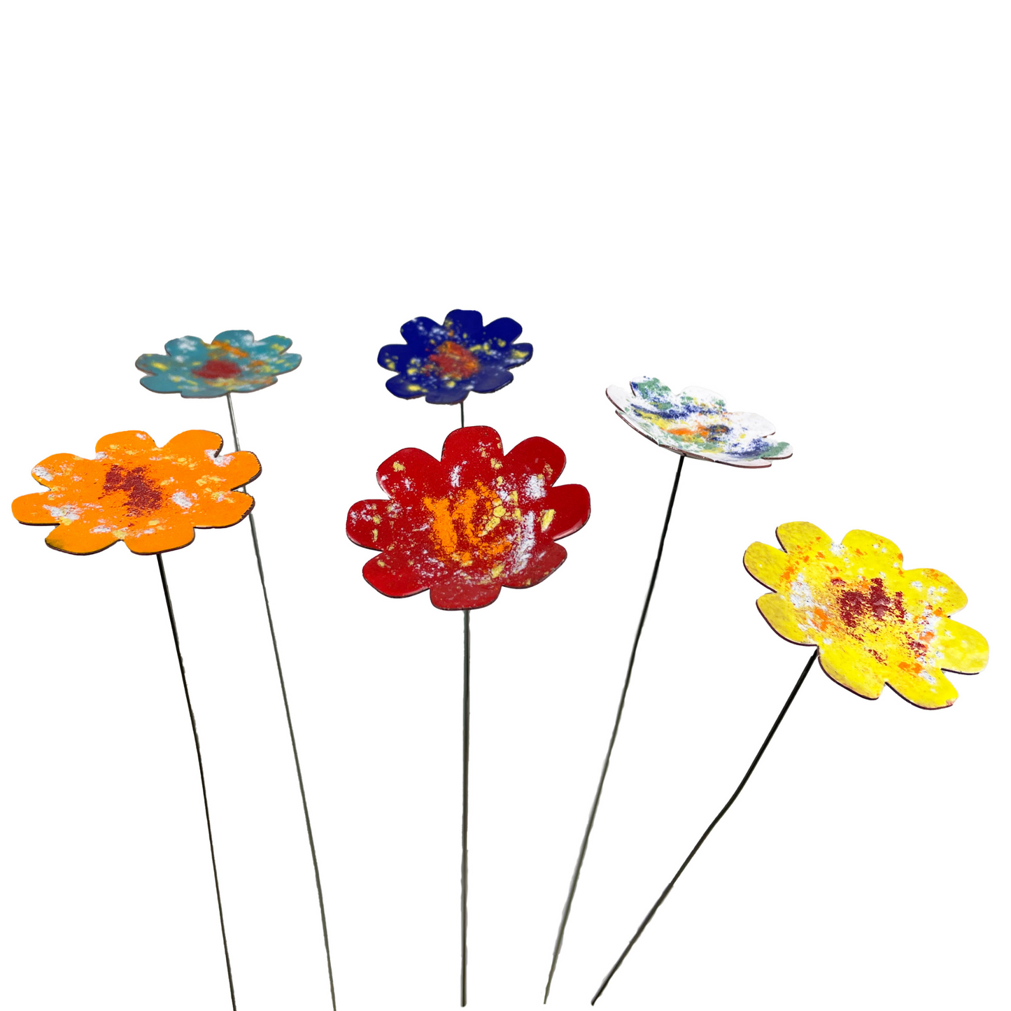 Large Copper Enamel Flowers