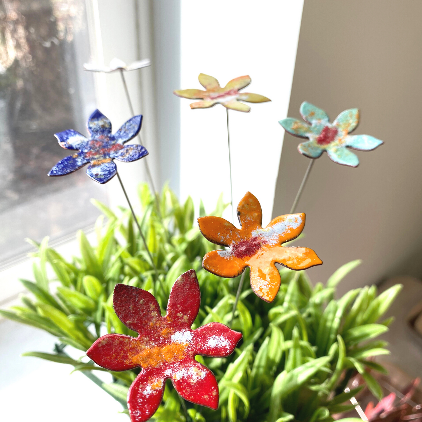 Medium Copper Enamel Flowers