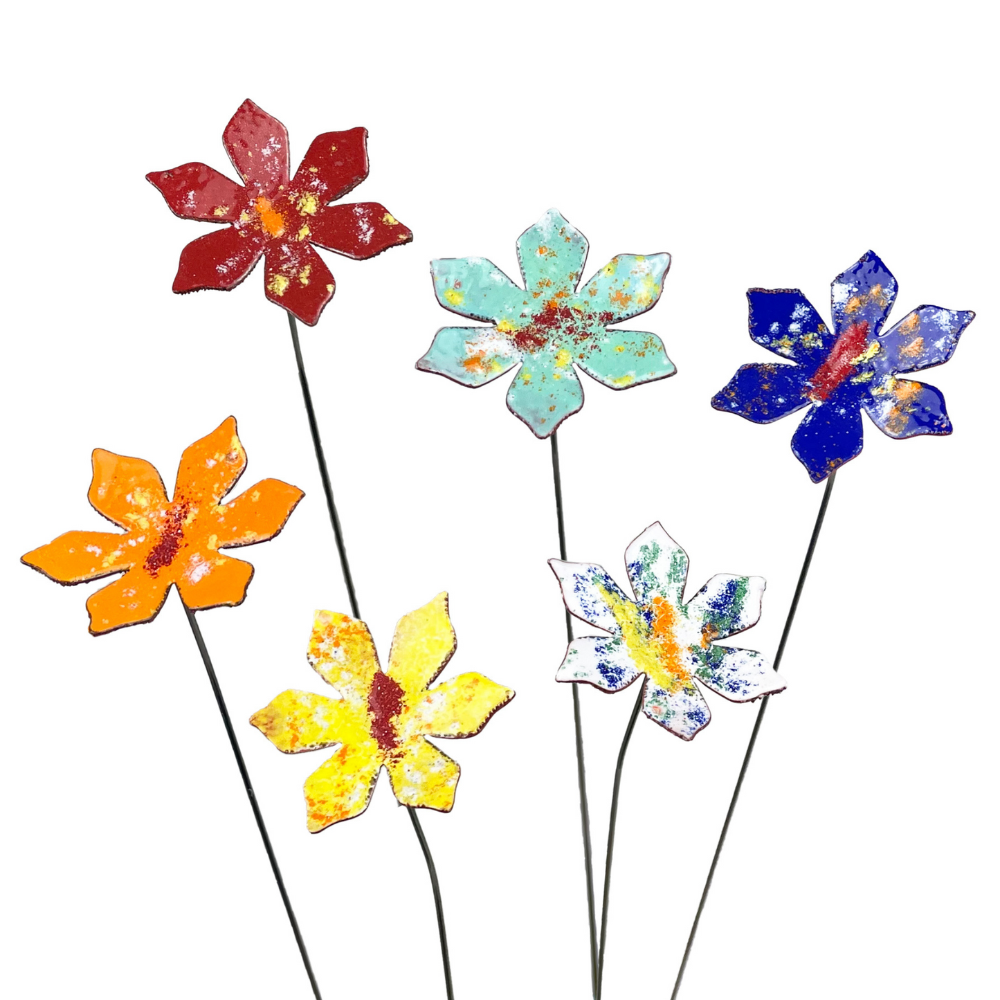 Medium Copper Enamel Flowers