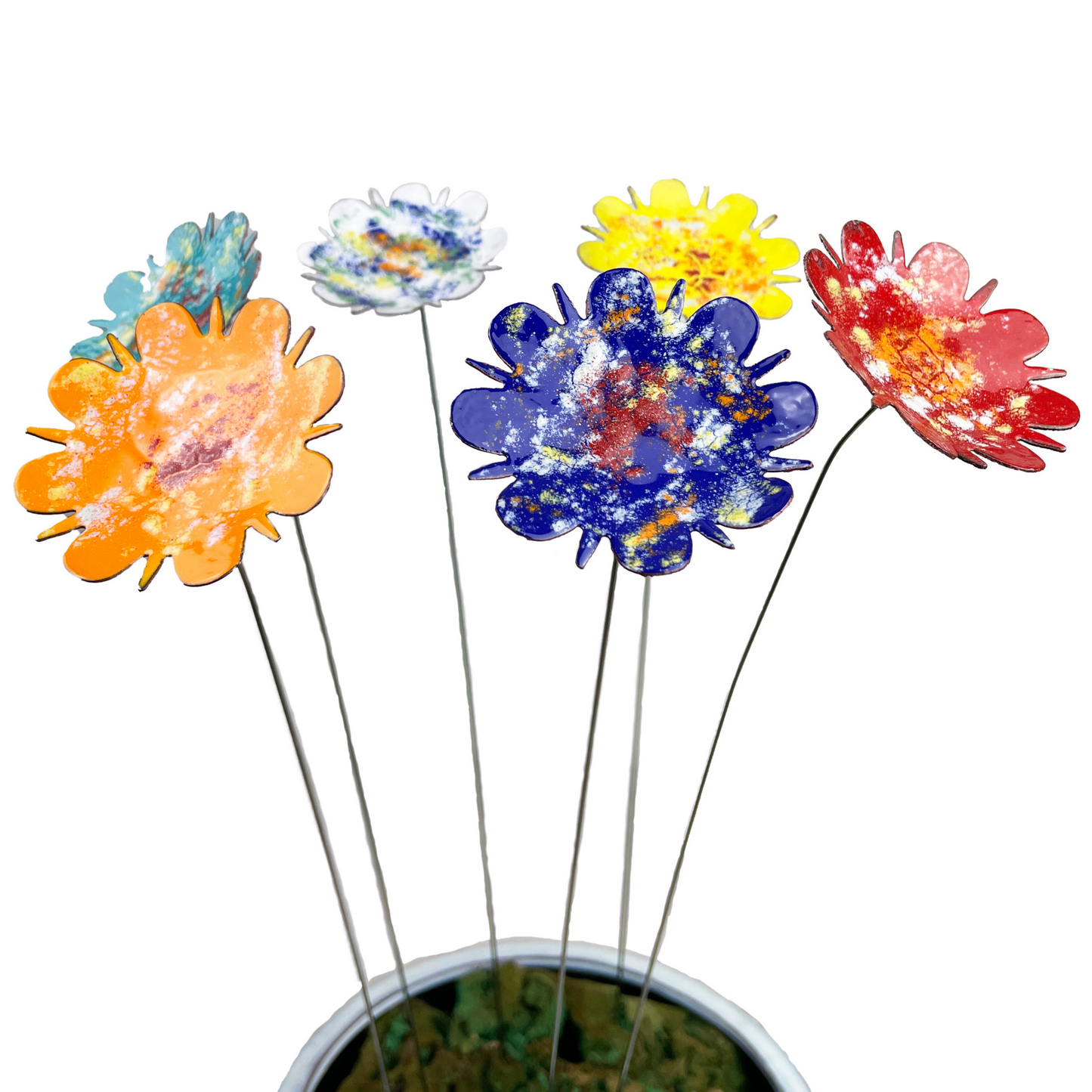 Extra Large Copper Enamel Flowers