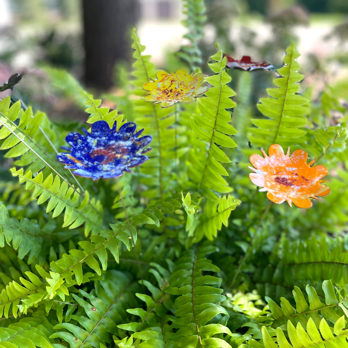 Extra Large Copper Enamel Flowers