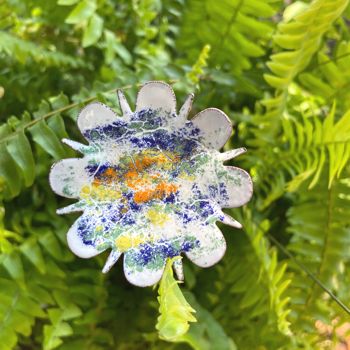 Extra Large Copper Enamel Flowers