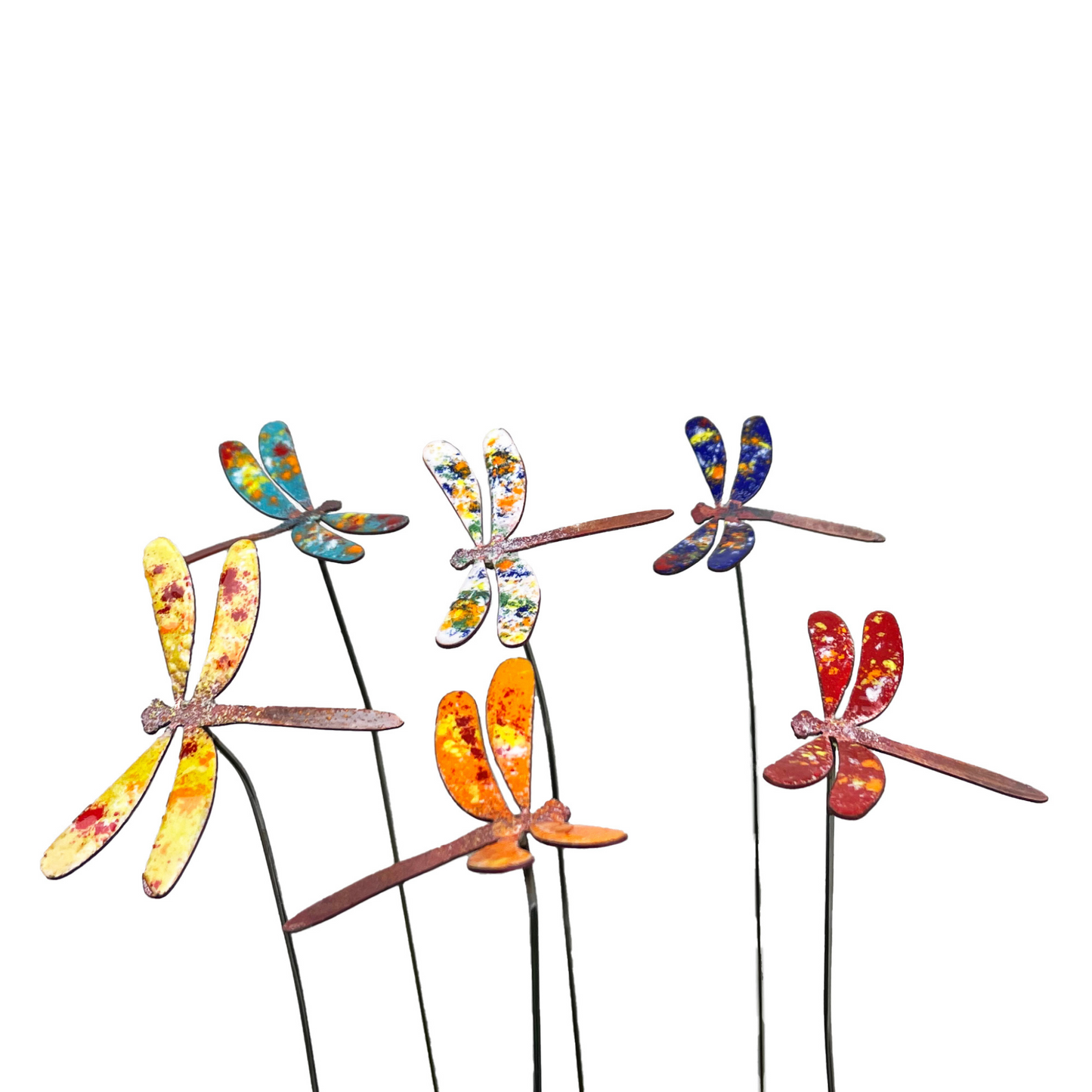 Small Copper Enamel Dragonflies- 6 pc