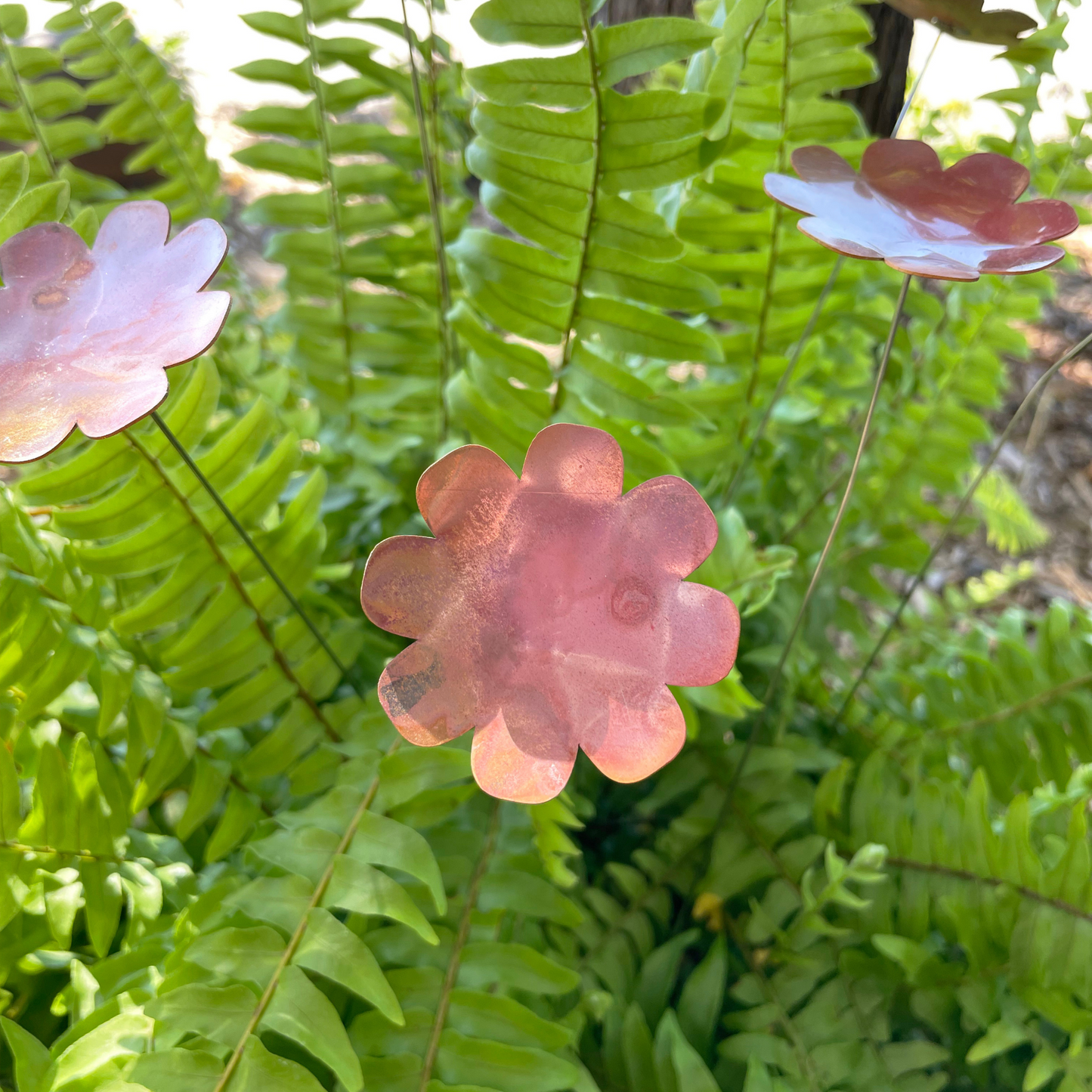 Large Natural Copper Flowers- 6 pc