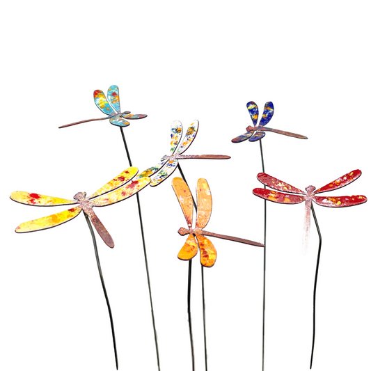 Small Copper Enamel Dragonflies- 6 pc